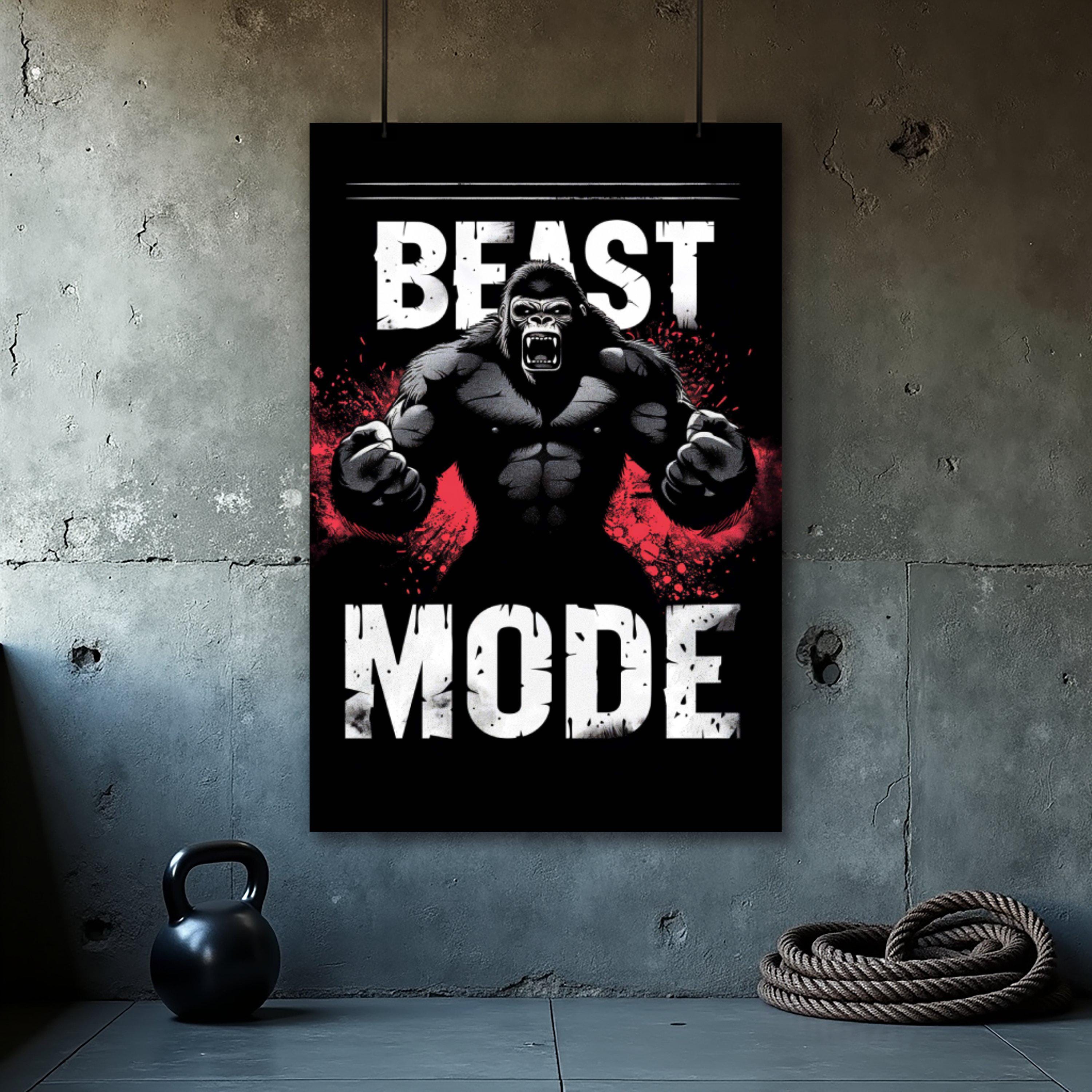 Beast Mode Gorilla Posters, Home Gym Wall Art, Fitness Print, Bodybuilding Motivation, Funny Gym Poster, Digital Download, Office Decor