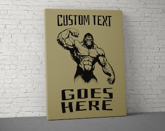 Custom Text Canvas - Home Gym Decor - Large Motivational Quote Wall Art - Personalize Gorilla