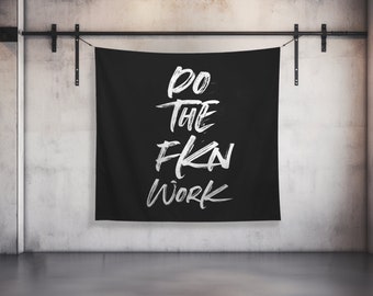 Gym Decor, Weightlifting Art, Motivational Fitness, Large Wall Hanging, Bold Workout Quote, Durable Fabric Tapestry for Home Gym