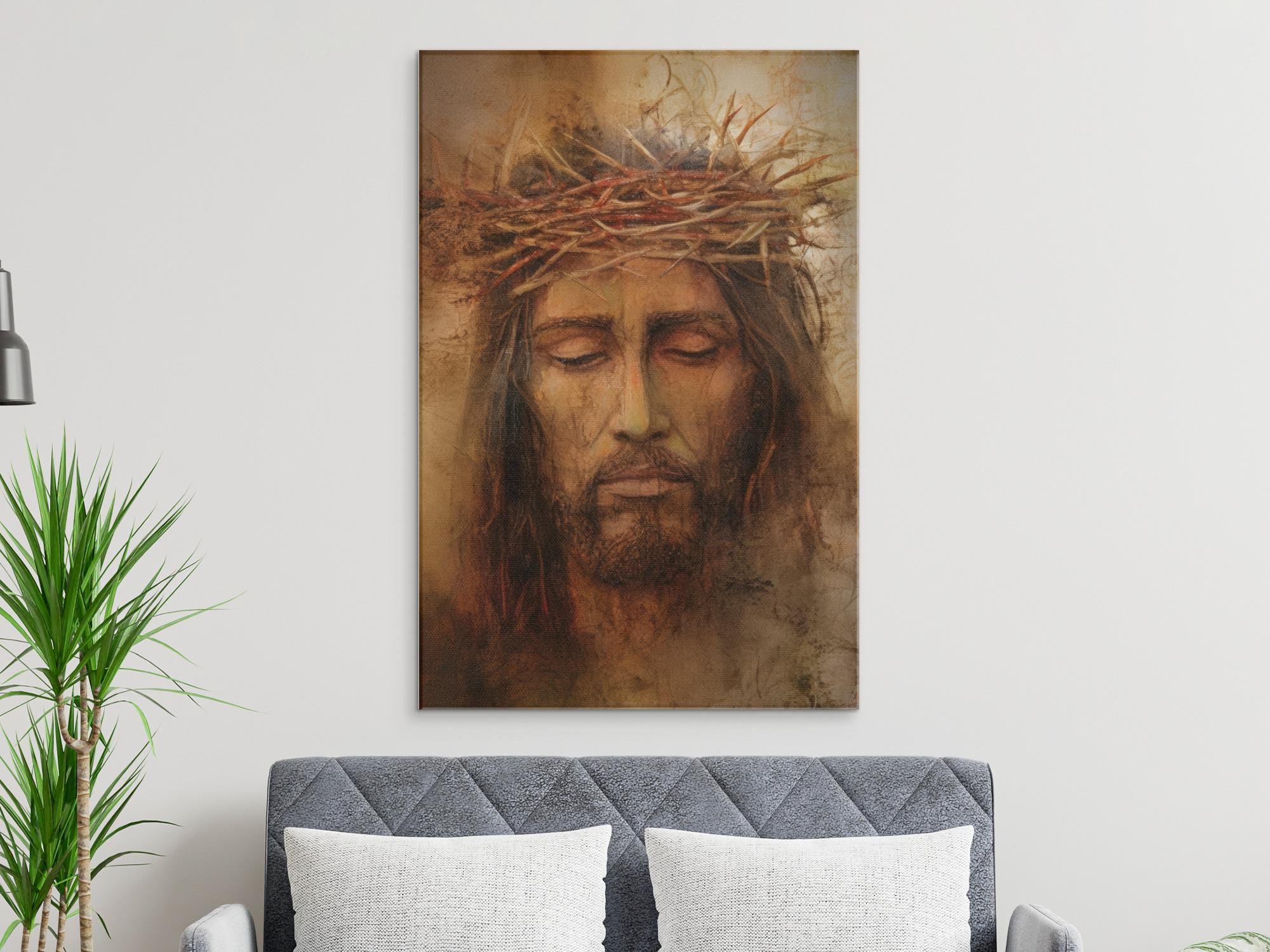 Jesus Christ Crown of Thorns Wall Art Canvas Print, Christian Religious ...