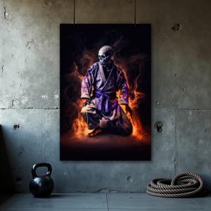 Jiu Jitsu Skeleton Poster, BJJ Wall Art, Martial Arts Home Decor, Funny Jiu Jitsu Gift, Dojo Wall Art, Grappling Art Print, BJJ Gym Poster