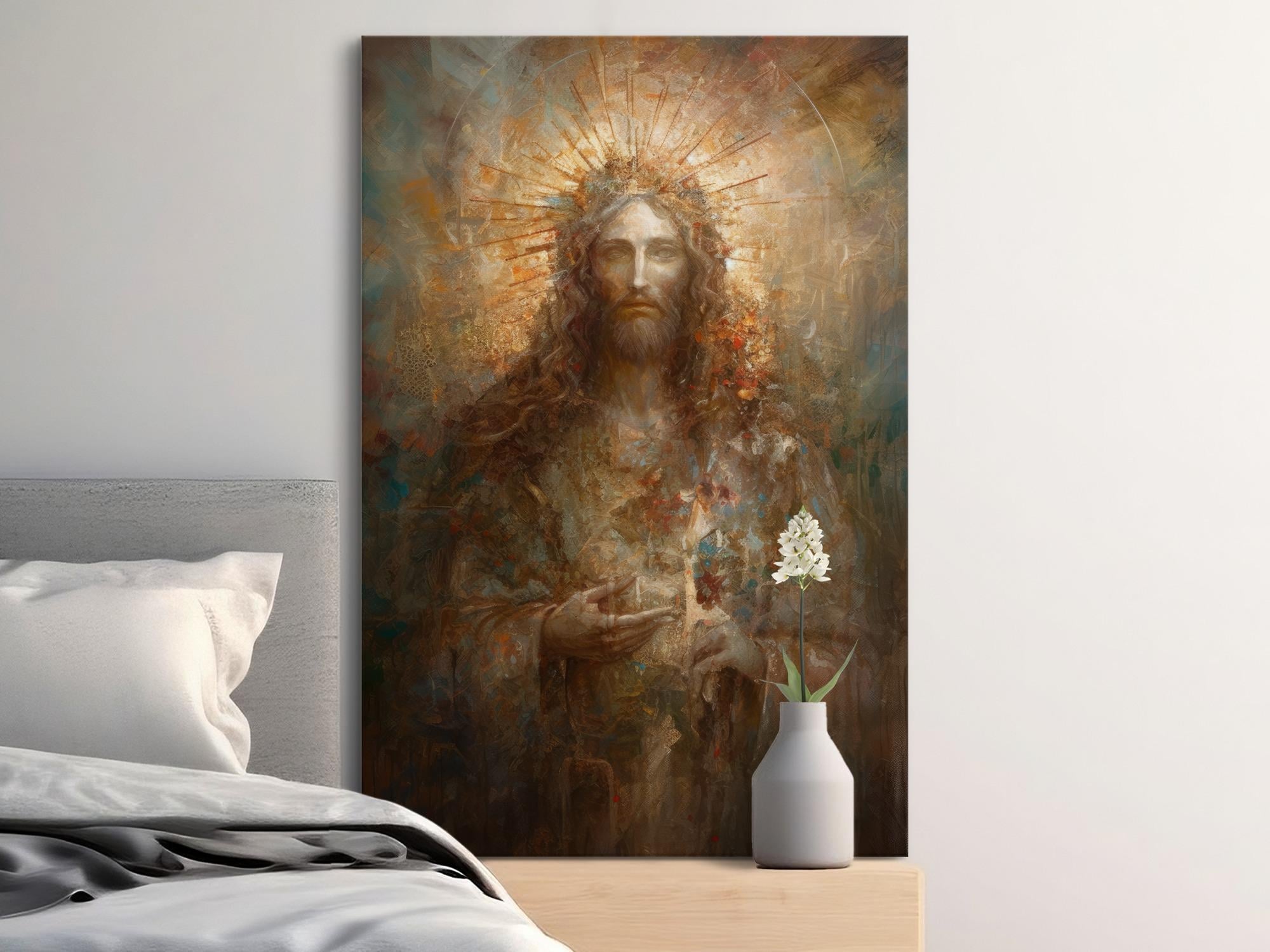 Jesus Christ Canvas Wall Art, Divine Religious Christian Painting Print ...