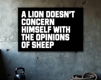 Lion Quote Poster, Motivational Print, Home Gym Wall Art, Inspirational Quotes, Printable Wall Art, Office Wall Decor, Digital Download