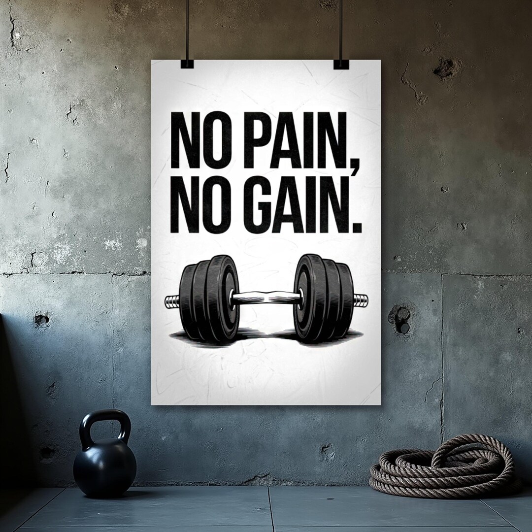 No Pain No Gain Poster, Home Gym Poster, Fitness Motivation ...
