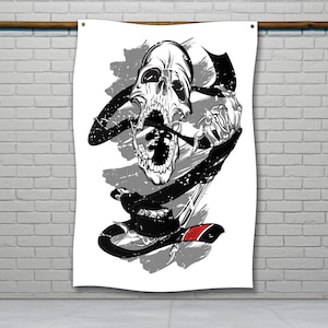 Jiu Jitsu Skull Flag, Motivational Jiu Jitsu Decor, BJJ Wall Art, Martial Arts Flag, Garage Jiu Jitsu Sign, Custom Sign
