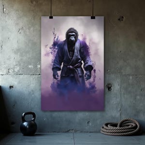 Funny BJJ Poster, Gorilla Jiu Jitsu Print, BJJ Wall Art, Grappling Art, Dojo Decor, Jujitsu Gift, Martial Arts Poster, Home Gym Poster