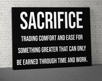Sacrifice Definition Canvas, Motivational Wall Art, Inspirational Quotes, Canvas Print, Office Decor, Modern Art, Success Canvas