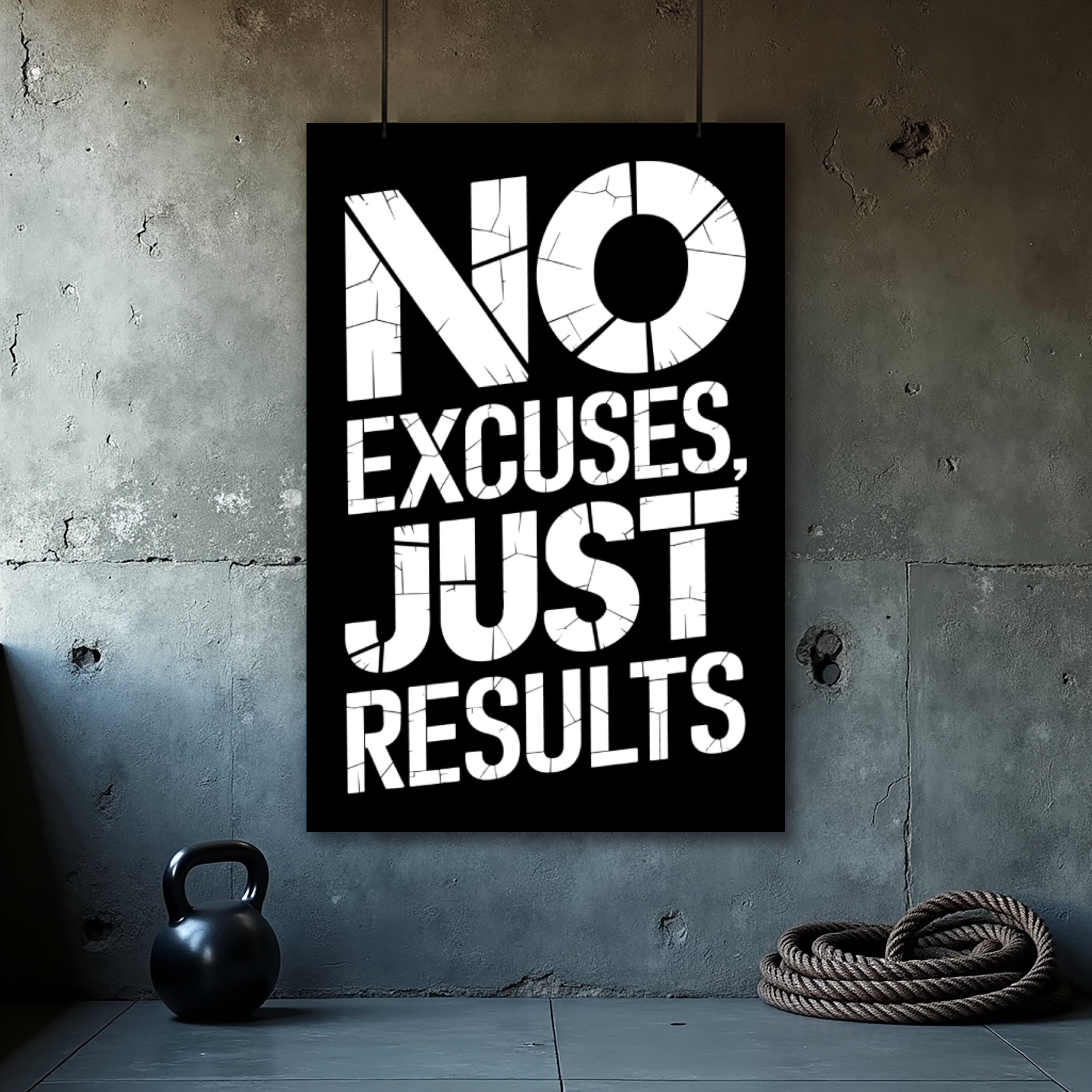 No Excuses Just Results Poster, Motivation Wall Art, Gym Poster, Home Gym, Inspirational Quotes, Office Wall Art, Digital Download