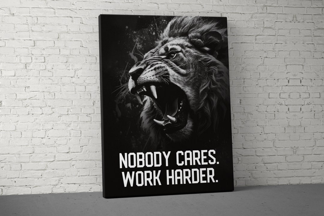 Nobody Cares Work Harder Canvas Home Gym Decor Large Quote Wall Art ...