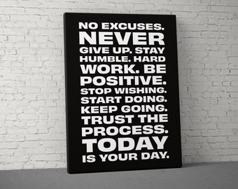 Motivational Quotes Canvas - Home Gym Decor - Large Quote Wall Art - Weightlifting Fitness - Sports Inspiration V2