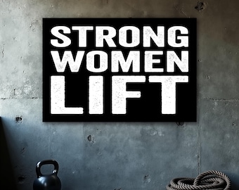 Póster Mujeres Fuertes Levantando Pesas, Póster de Fitness, Arte para la Pared del Gimnasio en Casa, Lámina Motivacional, Frases Motivacionales, Decoración para Gimnasio en Casa, Arte para la Pared del Gimnasio