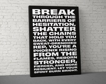 Gym Motivational Canvas, Fitness Canvas Art, Sport Wall Art, Motivation Poster, Personalized Gift, Gym Canvas Wall Decor