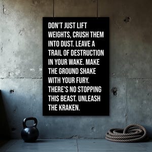 Poster motivazionale per la decorazione della palestra di casa, arte murale per il sollevamento pesi, citazione ispiratrice, regalo sportivo per ufficio e dormitorio