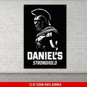 Custom Spartan Banner, Motivational Weightlifting Banner, Home Gym Banner, Garage Gym Banner, Gym Wall Decor, Fitness Banner, Custom Name