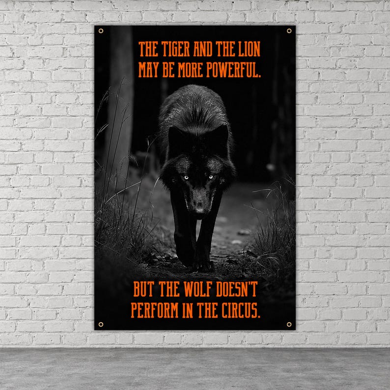 Wolf Circus Banner - Home Gym Decor - Large Motivational Quote Wall Art - Inspirational Print - Wolves image 5