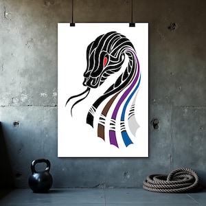 Jiu Jitsu Poster, BJJ Schlange mit Gürtel, Grappling Art Print, brasilianisches Jiu Jitsu Wanddekor, BJJ Motivation Poster, Martial Arts Dekor