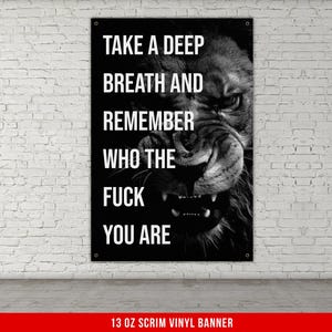 Motivational Quote Banner, Lion Fitness Banner, Home Gym Decor, Powerlifting Wall Art, Inspirational Vinyl Banner, Custom Dorm Banner