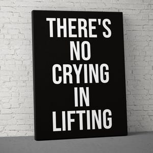 Motivational Quote Canvas Art, There Is No Crying in Lifting, Fitness Wall Art, Home Gym Decor, Custom Garage Gym Decor, Inspirational