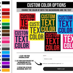 a screen shot of the custom text color options page