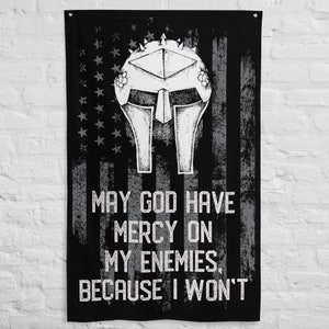 May God Have Mercy - Gray - Home Gym Flag - Gym Wall Art - Home Gym - Gym Accessories - Custom