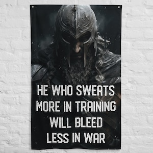 He Who Sweats - Viking - Custom Home Gym vlag - training motivatie - Custom Gym Tapestry - Gym Banner - Gewichtheffen Decor - bord slaapzaal Gym