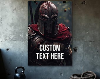 Custom Warrior Poster, Spartan Print, Motivational Quotes, Home Office Wall Art, Gym Wall Art Print, Fitness Poster, Digital Download