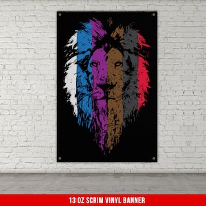 Jiu Jitsu Gym Banner - Brazilian BJJ Lion Belts Decor - Large Motivational Wall Art - Grappling Inspiration