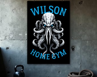 Poster personnalisé pour salle de sport - citations inspirantes - salle de sport à domicile - oeuvre d'art murale motivante - personnalisé - Kraken