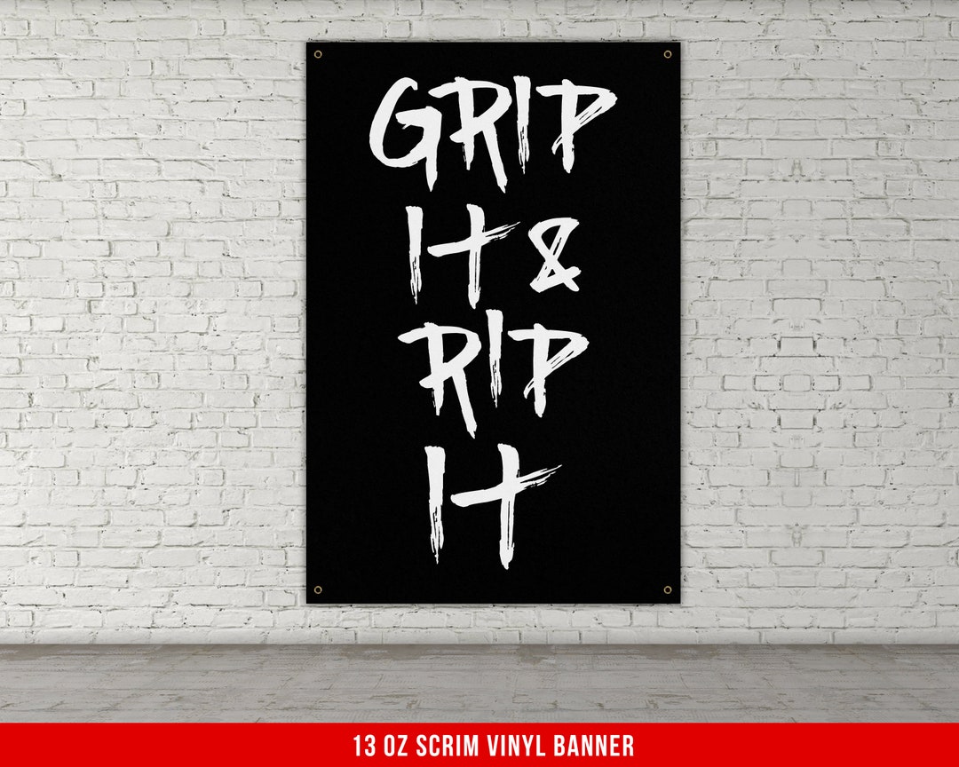 Grip and Rip Banner Home Gym Wall Art Motivational Fitness Decor Sign ...