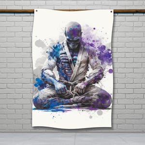 Jiu Jitsu Skeleton Flag, Motivational Jiu Jitsu Decor, Martial Arts Wall Decor, Garage Jiu Jitsu Flag, Jiu Jitsu Wall Art