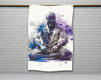Jiu Jitsu Skeleton Fighter Mounted Canvas - BJJ Wall Art - Funny