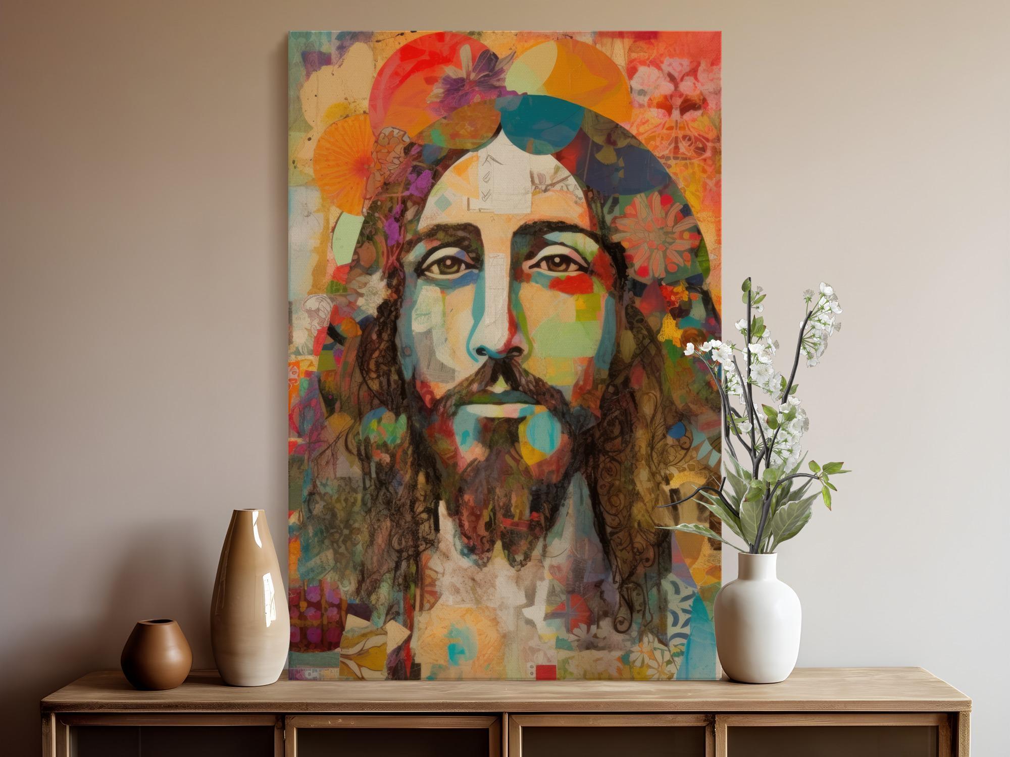 Jesus Canvas Print, Christian Wall Art, Religious Home Decor, Abstract ...