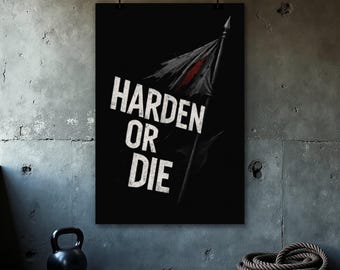 Pôster "Endureça ou Morra", Motivação para Academia, Impressão de Pôster Fitness, Arte de Parede para Musculação, Decoração para Academia em Casa, Frases Inspiradoras, Pôster com Citação