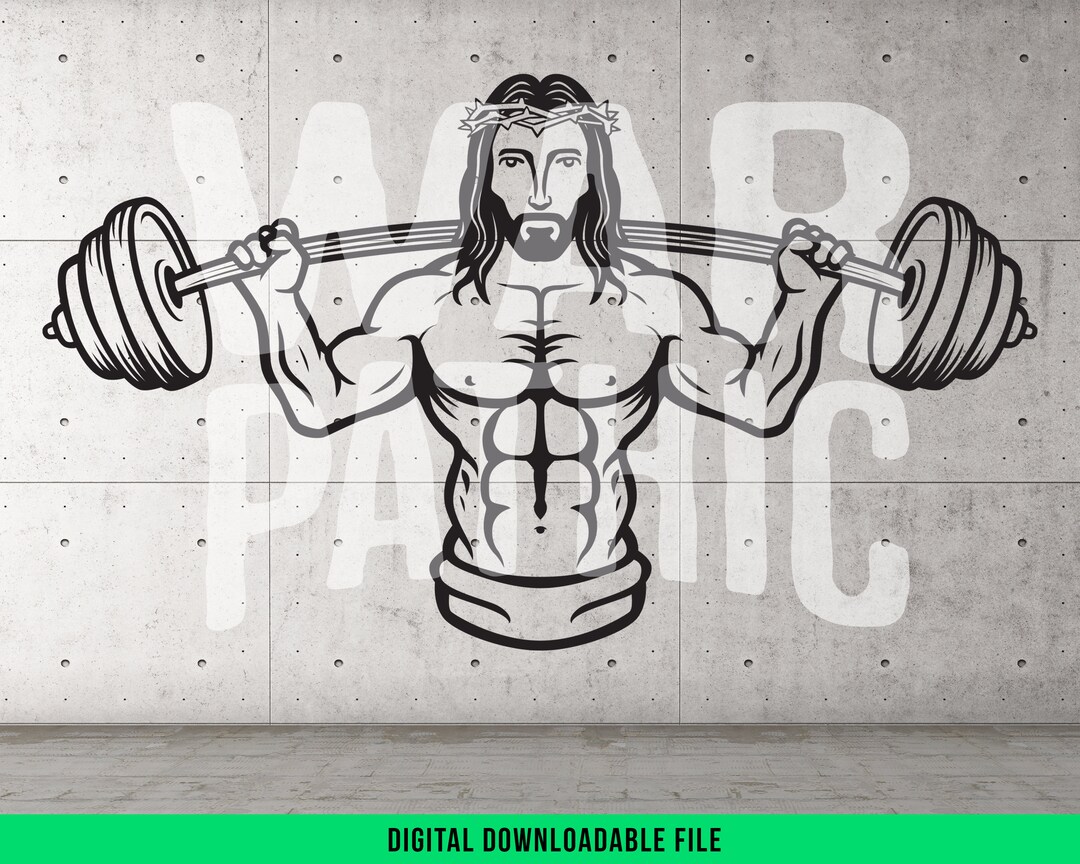 Jesus Gym PNG SVG Inspirational Workout Design for Christian Fitness T ...