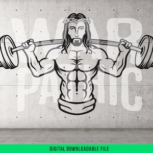 Jesus Gym PNG SVG Inspirational Workout Design for Christian Fitness T-Shirts Mugs Sublimation Artwork Digital Download