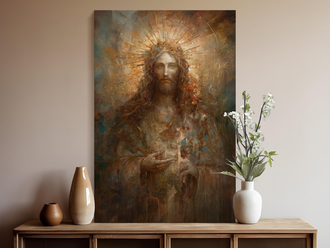 Jesus Christ Canvas Wall Art, Divine Religious Christian Painting Print ...