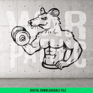 Gym Rat PNG SVG Motivational Workout Design for Fitness T-Shirts Sublimation Artwork Digital Download