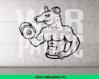 Gym Rat PNG SVG motiverende training ontwerp voor fitness T-shirts sublimatie artwork digitale download