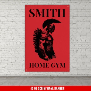 Custom Vinyl Banner | Home Gym Decor | Large Quote Wall Art | Motivational Inspirational | Your Name Custom Banner | Spartan Warrior