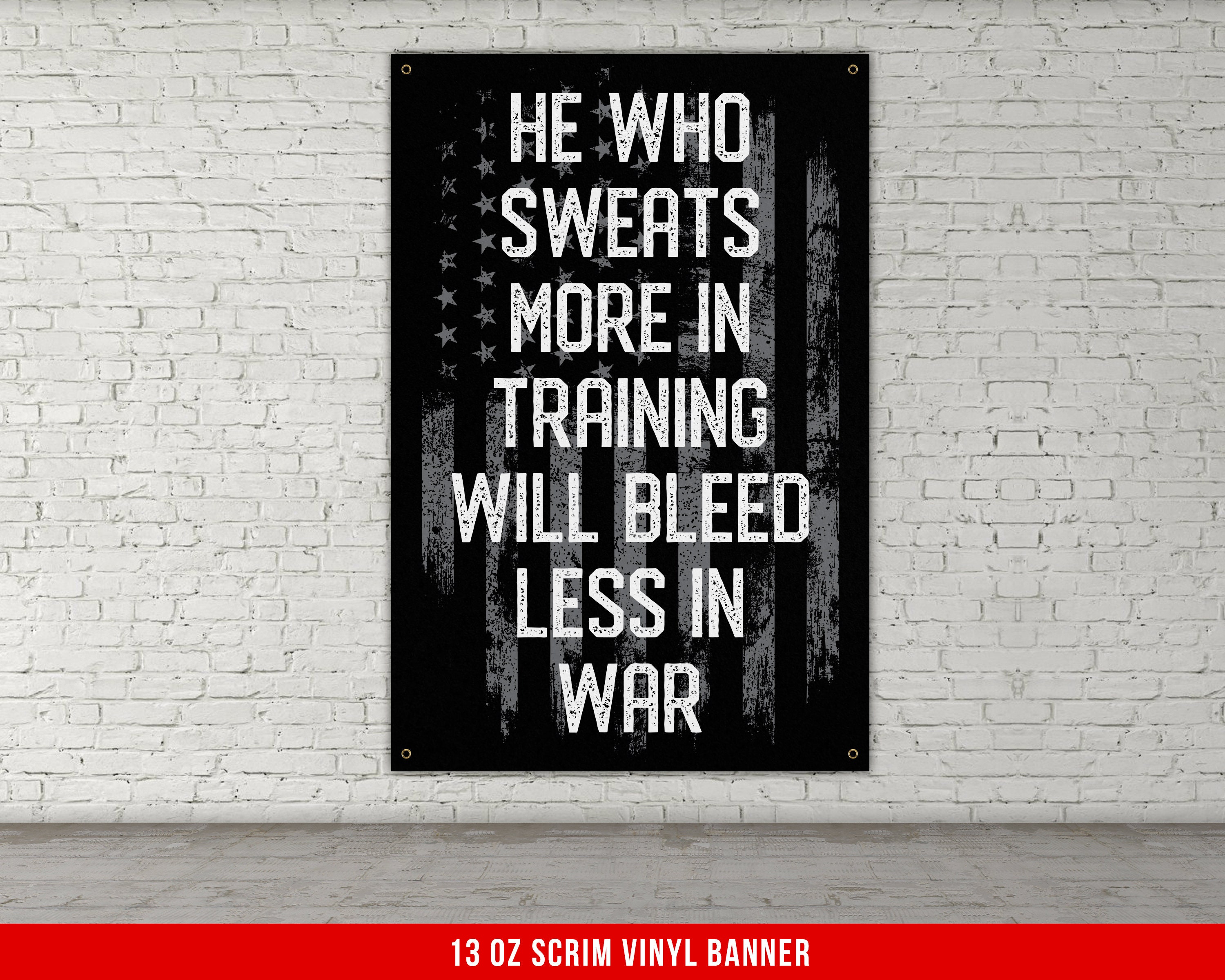 He Who Sweats Banner Home Gym Decor Motivational Quote Etsy