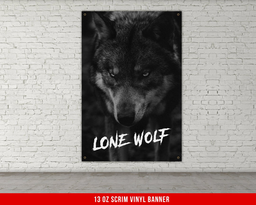 Lone Wolf Banner Home Gym Decor Large Motivational Quote Etsy Hong Kong