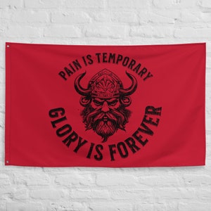 Pain Is Temporary - Home Gym Flag - Gym Wall Art - Home Gym - Gym Accessories - Custom