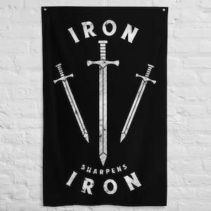 Iron Sharpens Iron - Custom Home Gym Flag - Workout Motivation - Custom Gym Tapestry - Gym Banner - Weightlifting Decor - Dorm Gym Sign