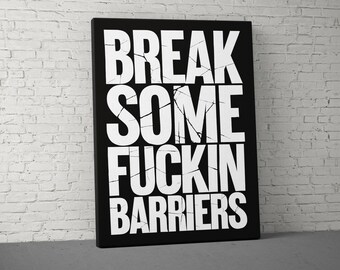 Break Some Barriers Canvas, Motivational Wall Art, Gym Wall Decor, Fitness Canvas Art, Sport Canvas Art, Gift for Him, Weightlifting