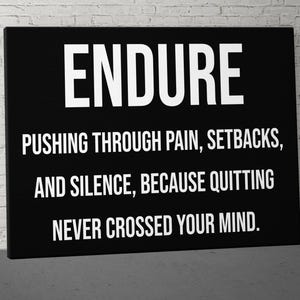 Endure Definition Canvas, Motivational Canvas, Inspirational Quotes, Canvas Art Print, Success Wall Art, Modern Wall Art, Office Wall Art
