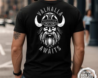 Valhalla Awaits T-Shirt, Viking Warrior Tee, Gym Shirt, Norse Mythology, Workout Tee, Fitness Shirt, Motivational Shirt, Weightlifting