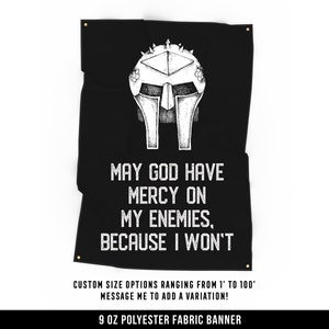 May God Have Mercy Cloth Banner - Motivational Home Gym Decor - Large Wall Art Quote - Weightlifting Gift