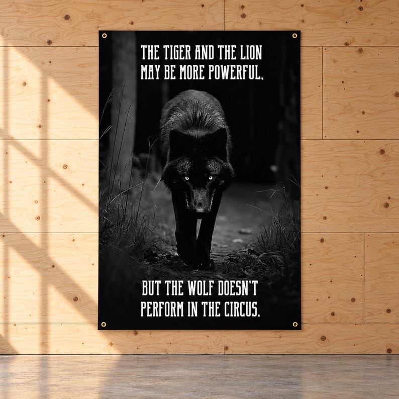 Wolf Circus Banner - Home Gym Decor - Large Motivational Quote Wall Art - Inspirational Print - Wolves image 4
