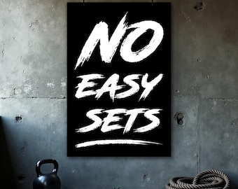 No Easy Sets Poster, Home Gym Decor, Fitness Motivation, Gym Wall Art, Printable, Inspirational Quote, Motivational Poster