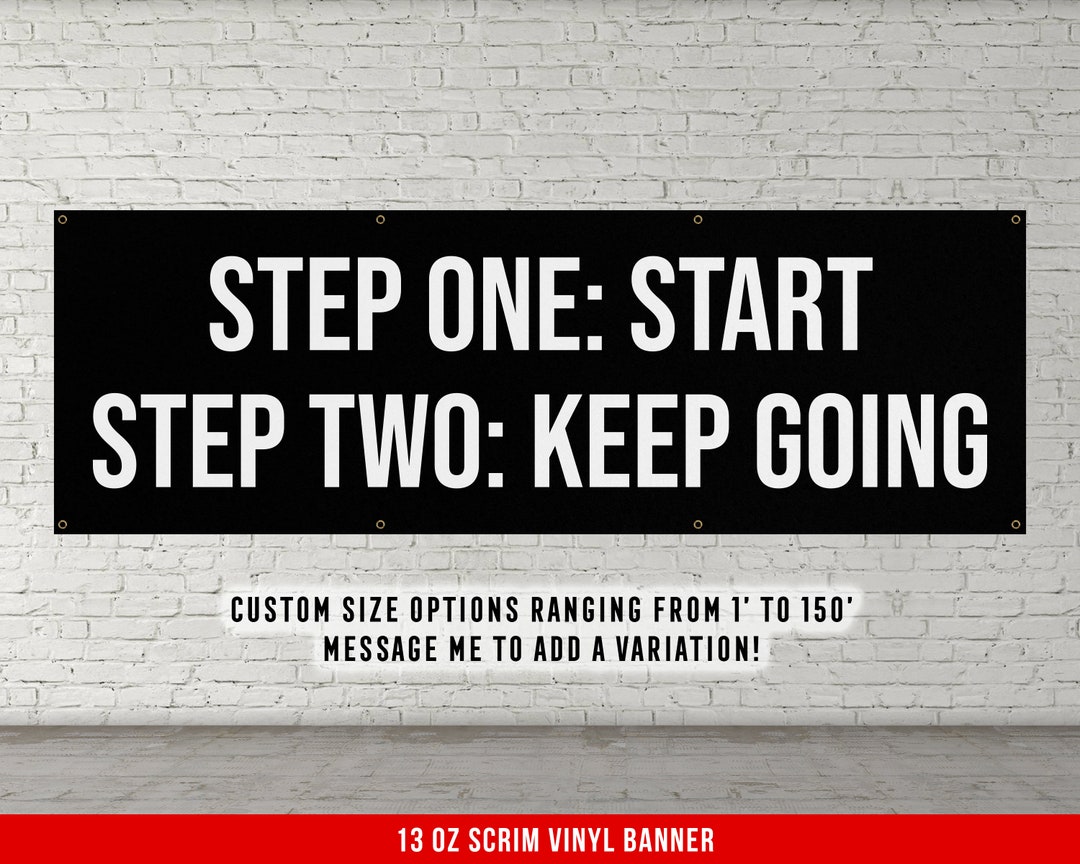 Step One Start Step One Start - Home Gym Banner Flag - Motivational Wall Decor - Large ...